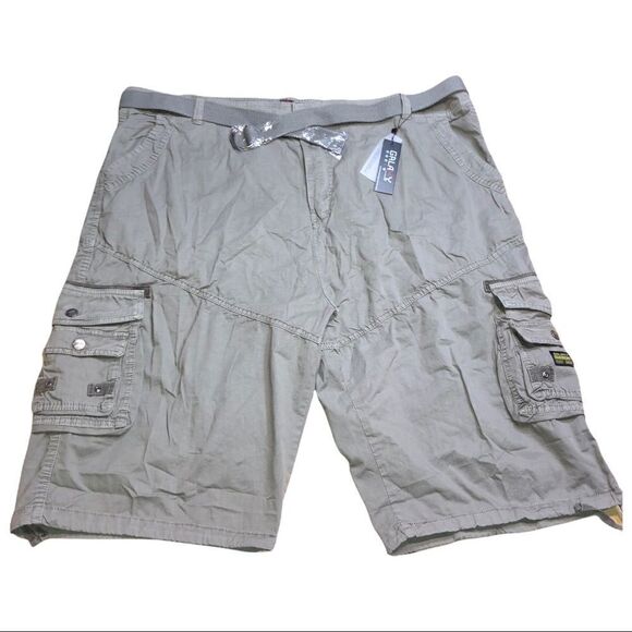 NWT Galaxy By Harvic Men's Belted Tactical Cotton Cargo Shorts Gray sz 48 - Picture 3 of 12